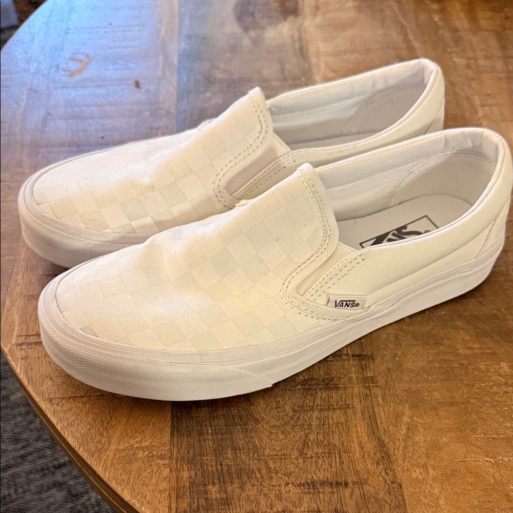 Vans Checkered White Slip-On Shoes EUC